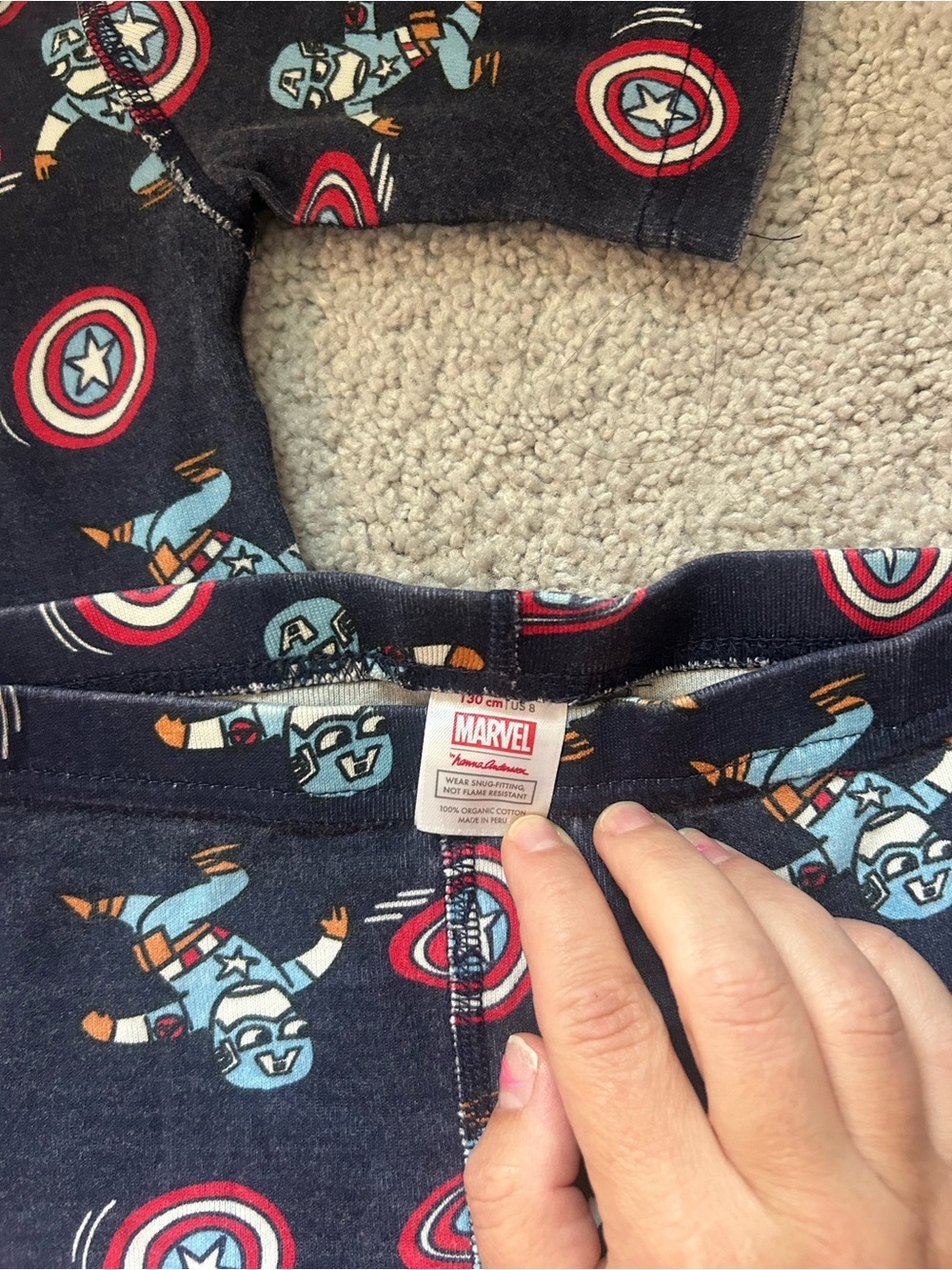 Hanna Andersson Marvel Captain America short sleeve pajama set size 8 - Picture 3 of 4